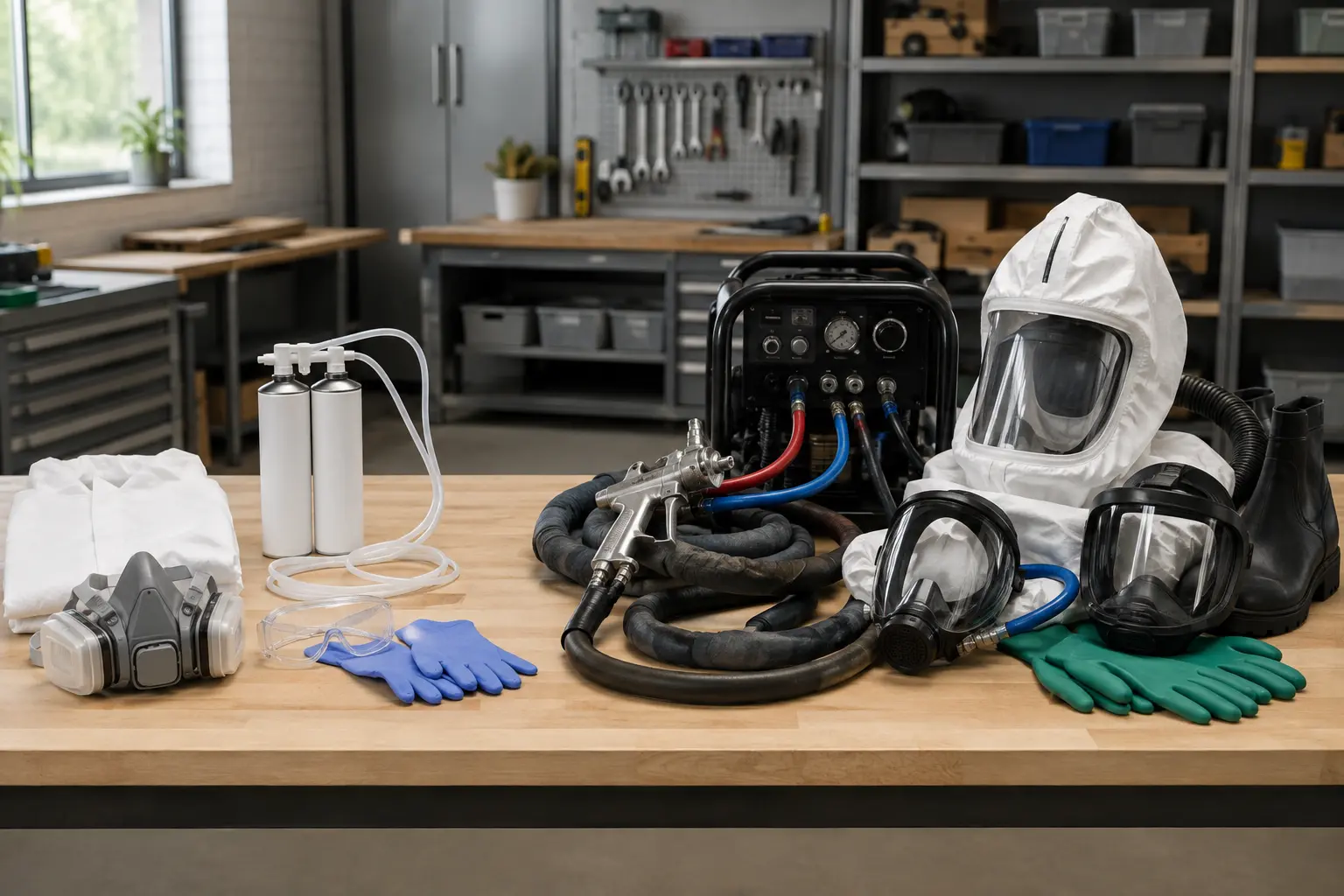 DIY spray foam kit components compared with professional application equipment